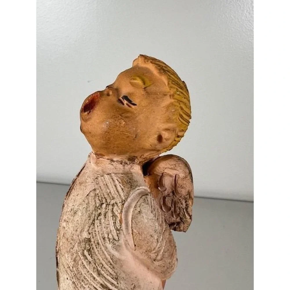 Vtg Jullar Terracotta Choir Boy Angels Cherub Figurines Set of 2 Spain‎ 1970's
